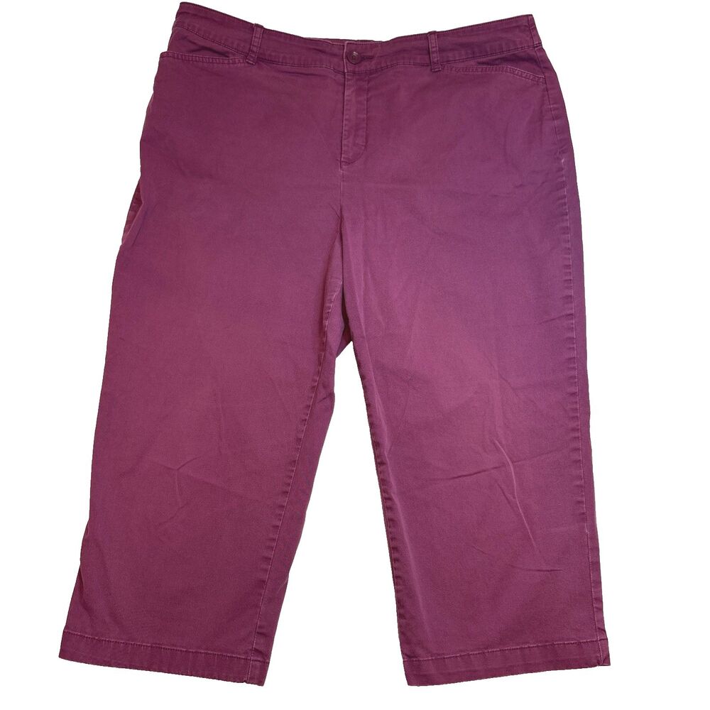 Croft & Barrow Capri Pants Womens Sz 18 Classic Fit Stretch Maroon Berry
